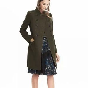 Vintage Banana Republic Wool Military Pea Coat Green Olive